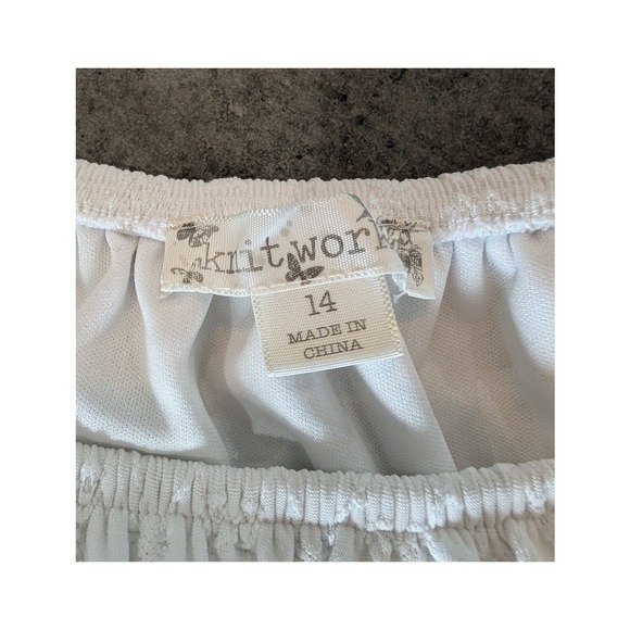 Knit Works - Girls White Eyelet Top Blue Striped Jumpsuit Tie Waist - Size 14 - Picture 5 of 6